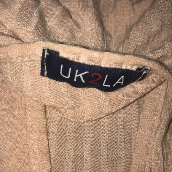 UK2LA Medium Pink / Cream 3/4 Sleeve Top Ties Up - Picture 4 of 5